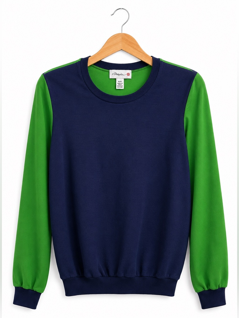 3.1 Phillip Lim for Target Colorblock Sweater Green Sleeve Modern Chic M